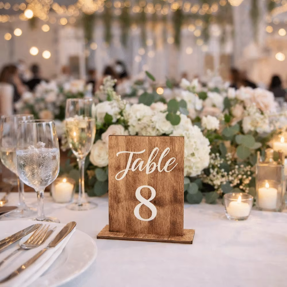 Numéros de table double face pour mariage