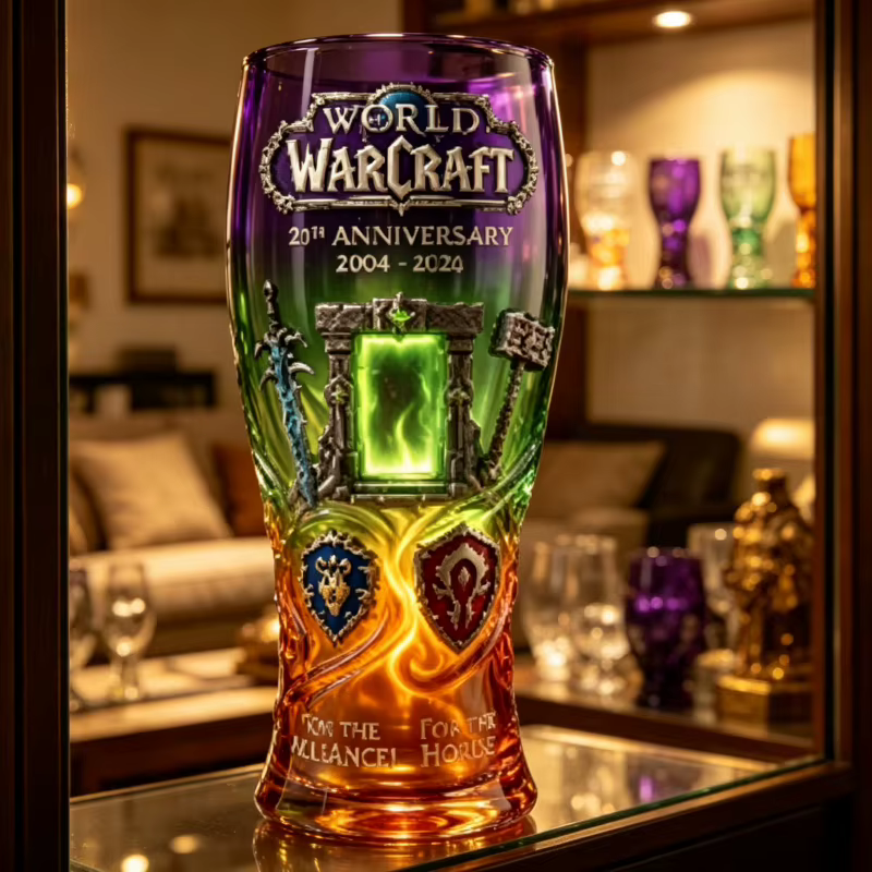 Tasse en verre World of Warcraft 22e anniversaire 2004-2026 Alliance & Horde, mug à bière de collection pour les fans