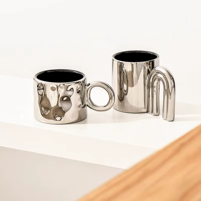 Ahunderjiaz-Tasse à café en céramique argent nordique