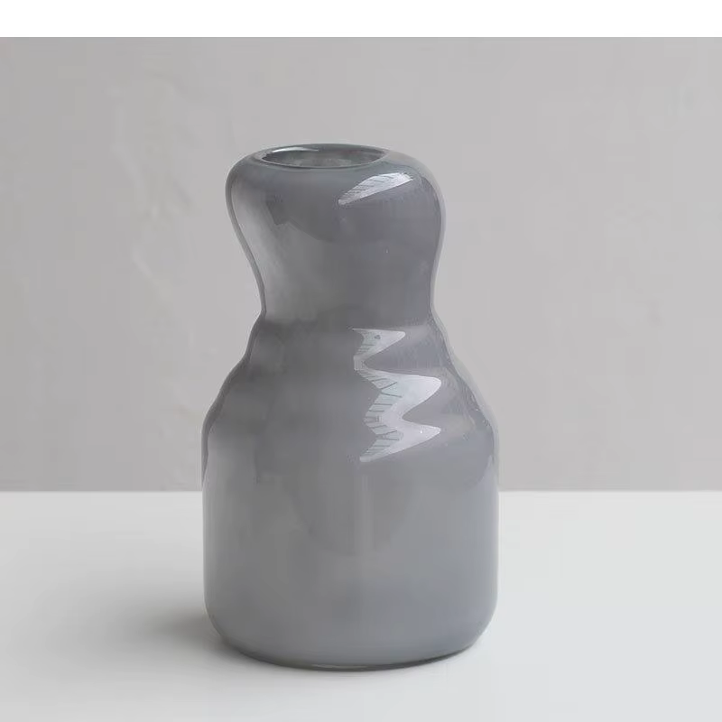 Vase en verre gris pour hydroponie