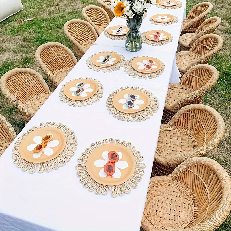 Napperons et sous-verres en rotin tissé à la main – Tapis de table circulaires résistants à la chaleur pour la cuisine