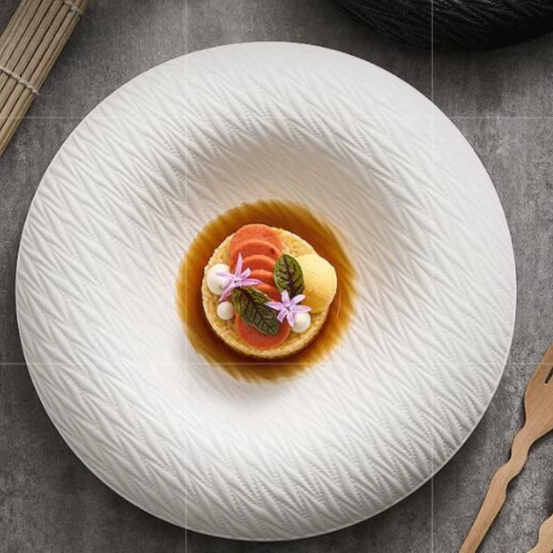 Assiette ronde créative en céramique pour Steak de bœuf