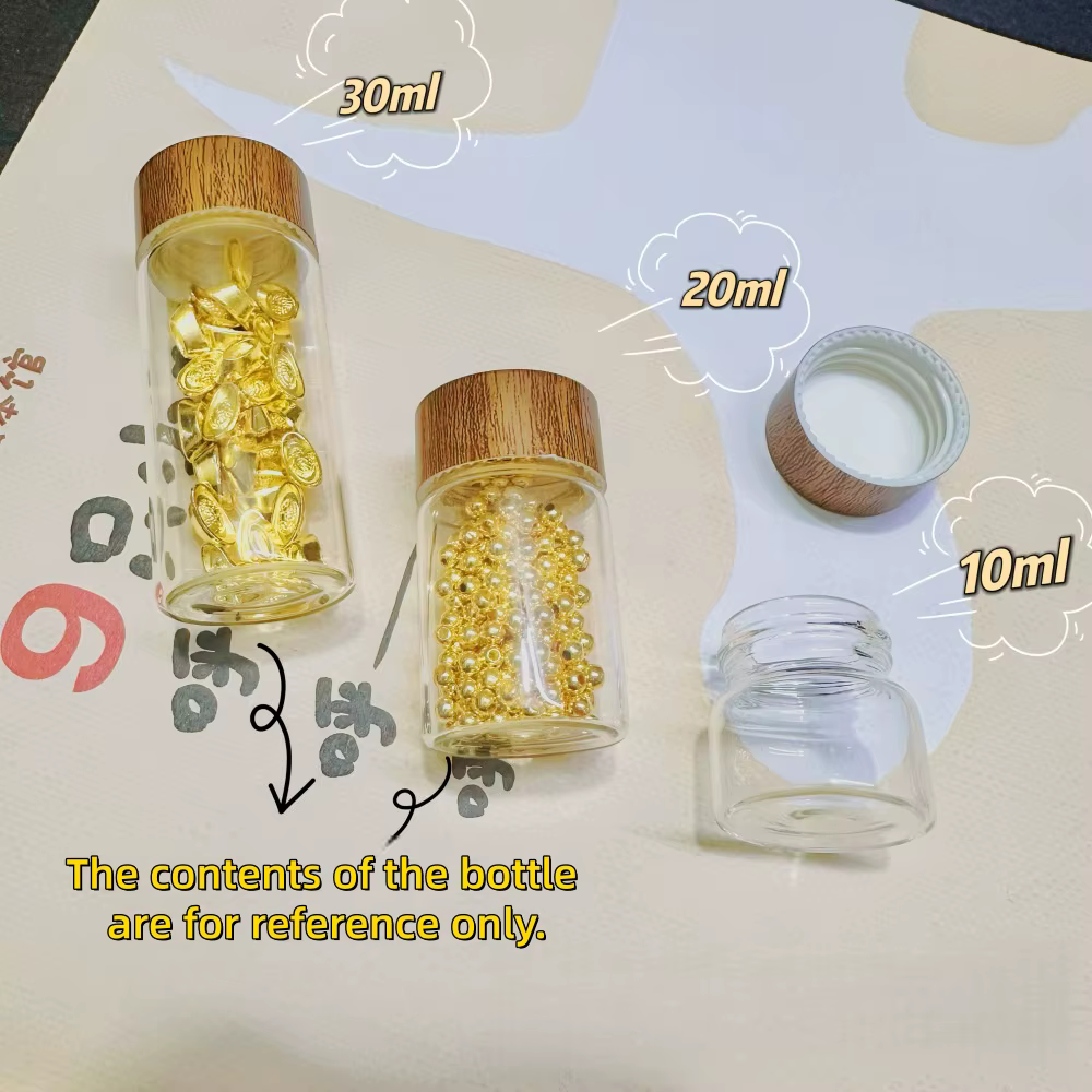 Mini bouteille en verre scellée - Couvercle imitation bois