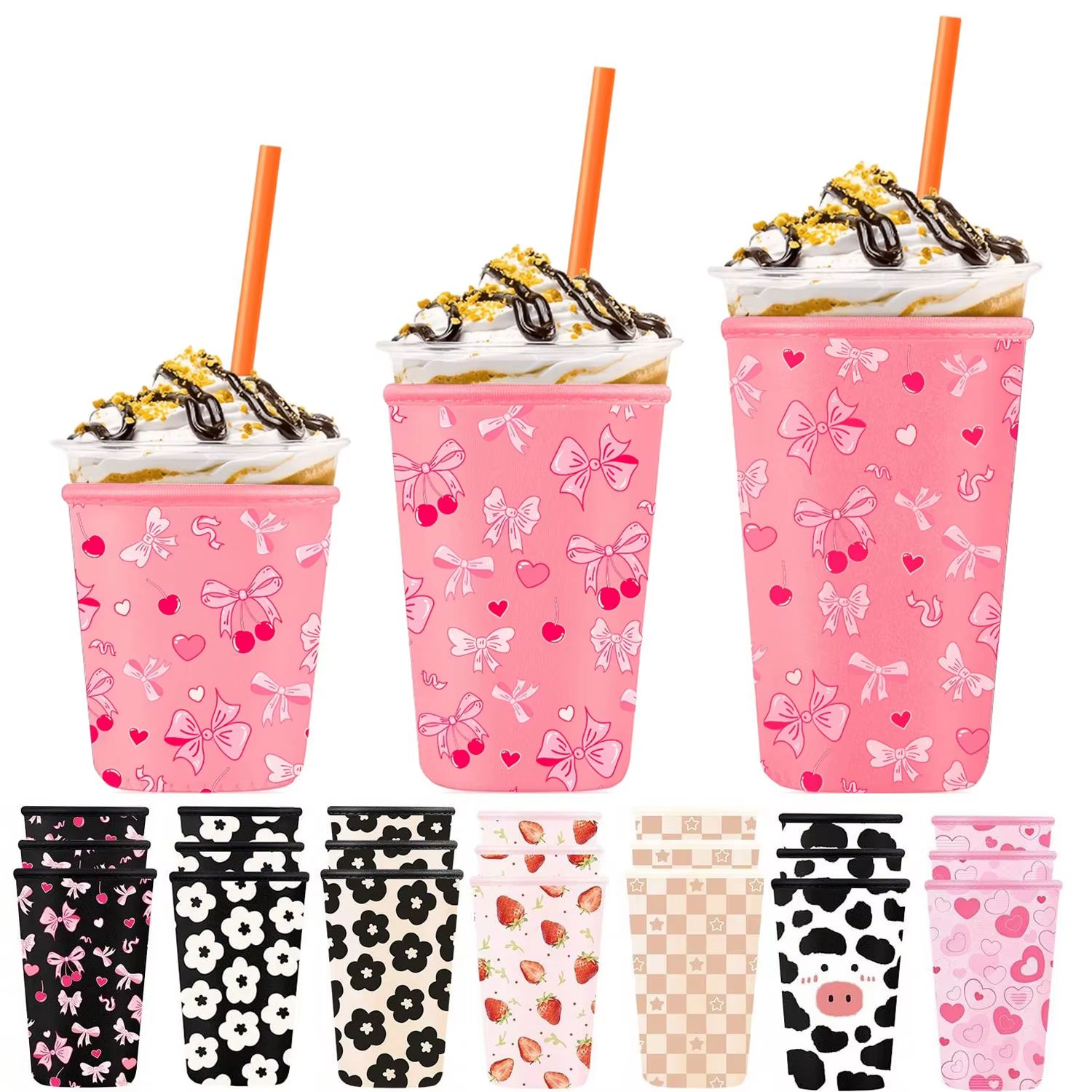 Lot de 3 manchons réutilisables pour gobelets à café glacé