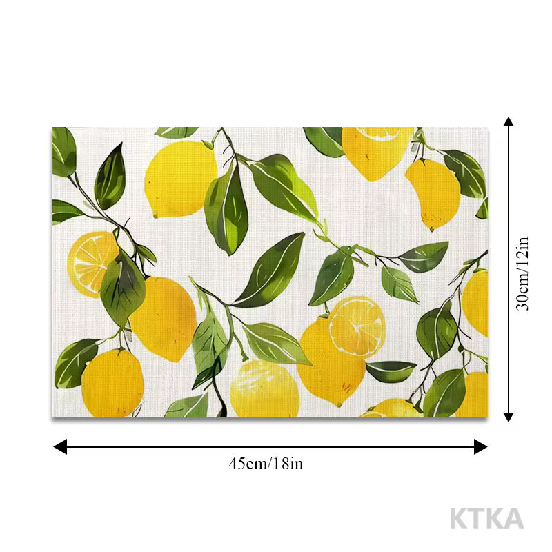 4 pièces, sets de table imprimés citron vif