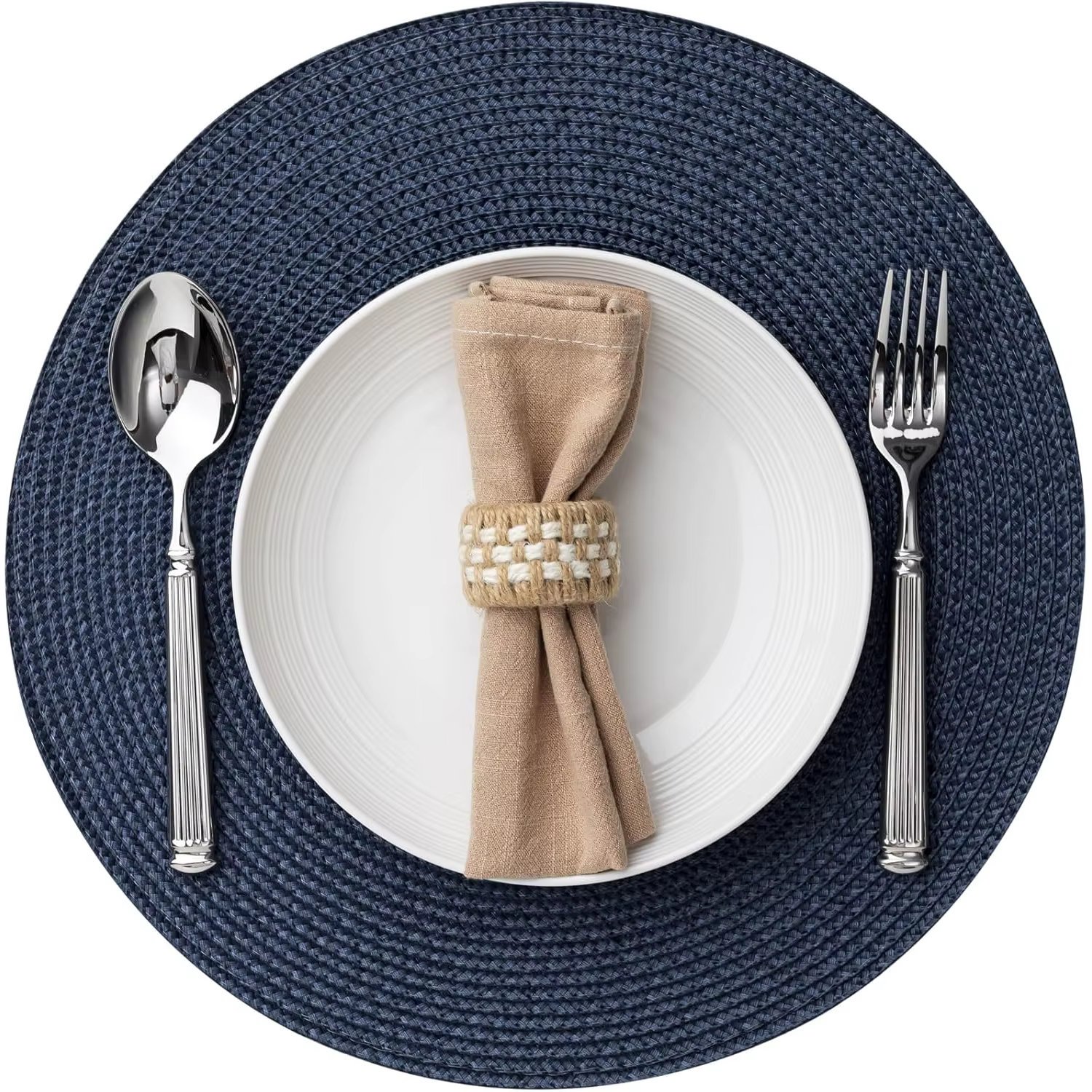 Ensemble de 4 sets de table ronds tissés en plastique