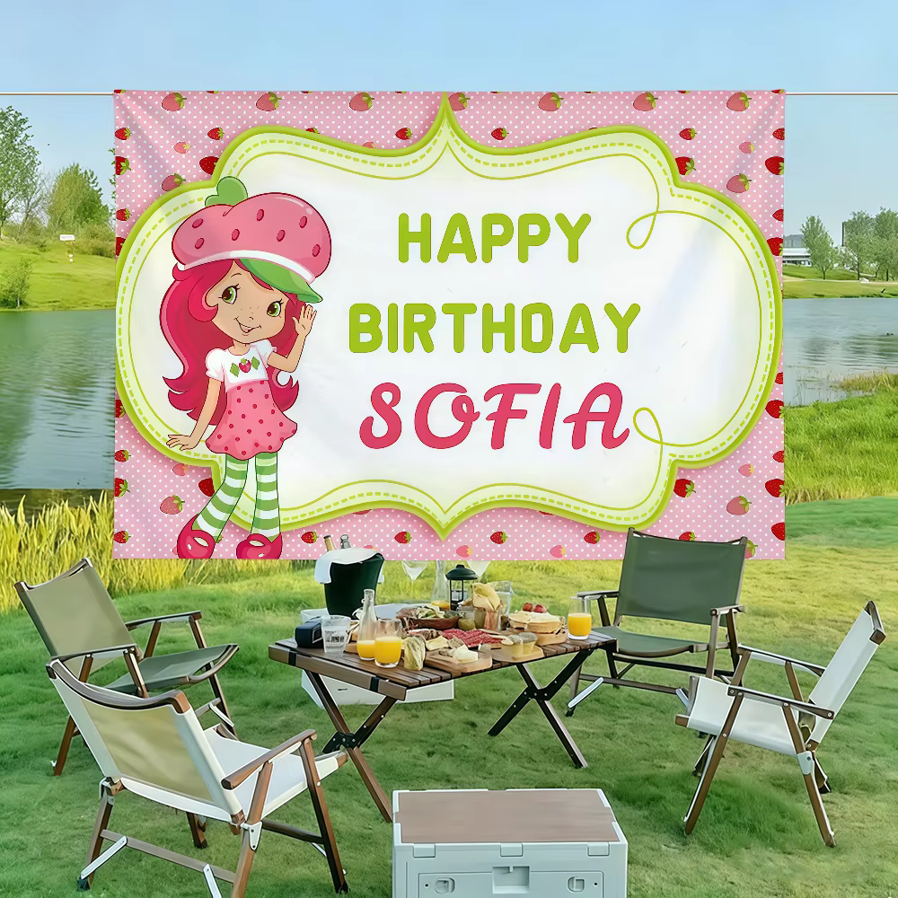 Drapeau de dessin animé S-Strawberry G-Girl, adapté pour les fêtes, les clubs, l'extérieur, la décoration murale intérieure, bannière, cadeau