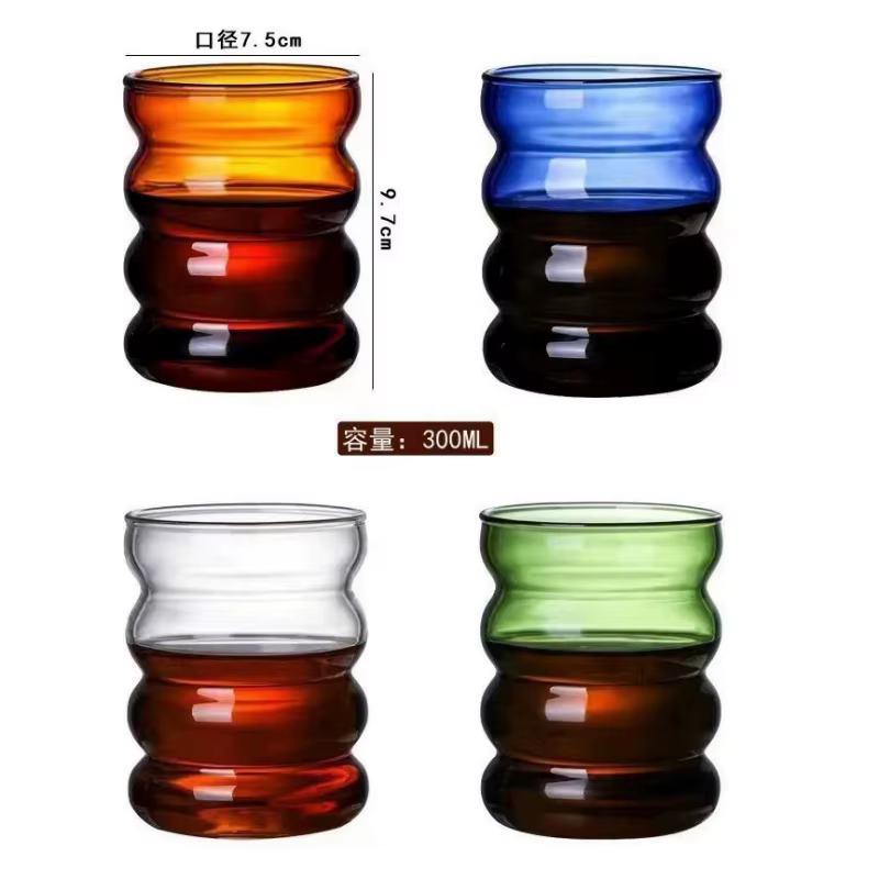 Tasse en verre en forme de vague résistante à la chaleur