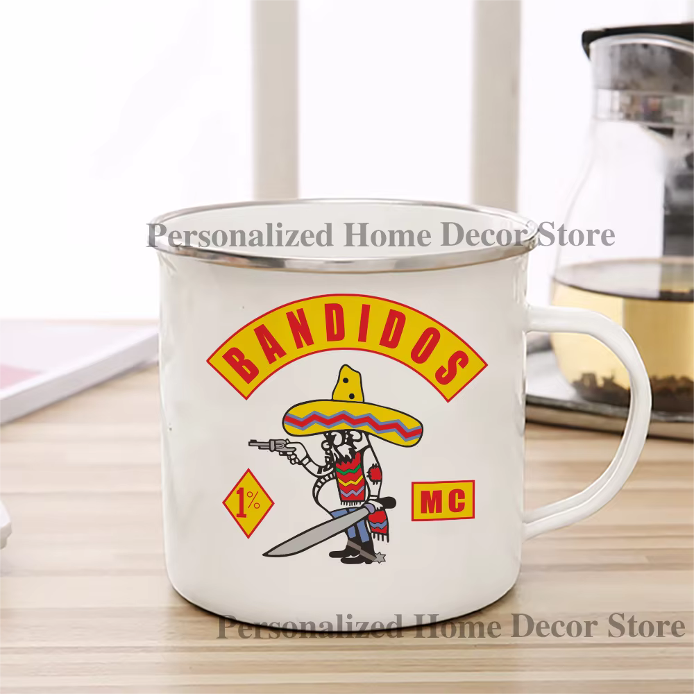 Bandidos MC tasses à café tasse en émail réutilisable écologique métal traver thé lait bière