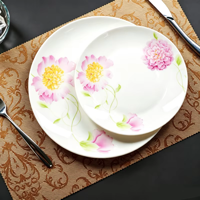 Assiettes de cuisine en porcelaine fine de 8 pouces