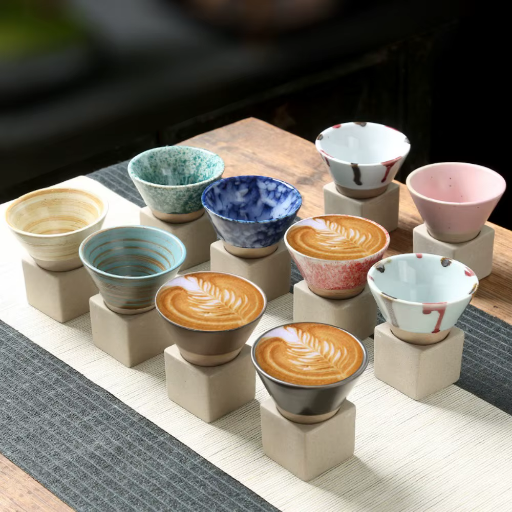 Tasses à café en céramique avec base