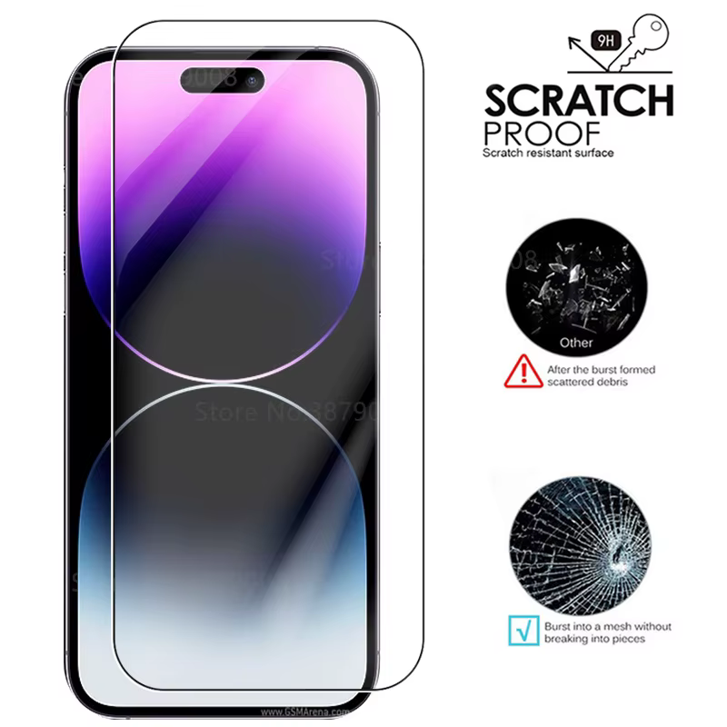 Lot de 4 protections d'écran en verre trempé pour iPhone 15, 16 Pro Max, 17, 17e, iPhone 16E, 14 Pro, iPhone 17 Pro Max