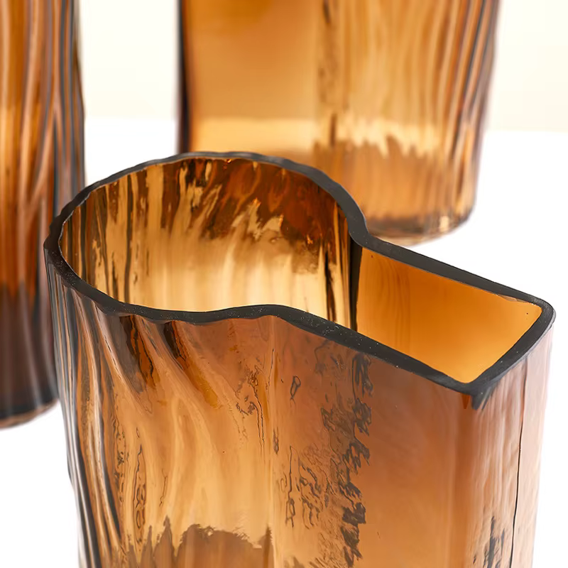 1 pièce Vase en verre carré moderne, motif arbre ambré, design créatif, coloré, pour fleurs hydroponiques de bureau, ornement