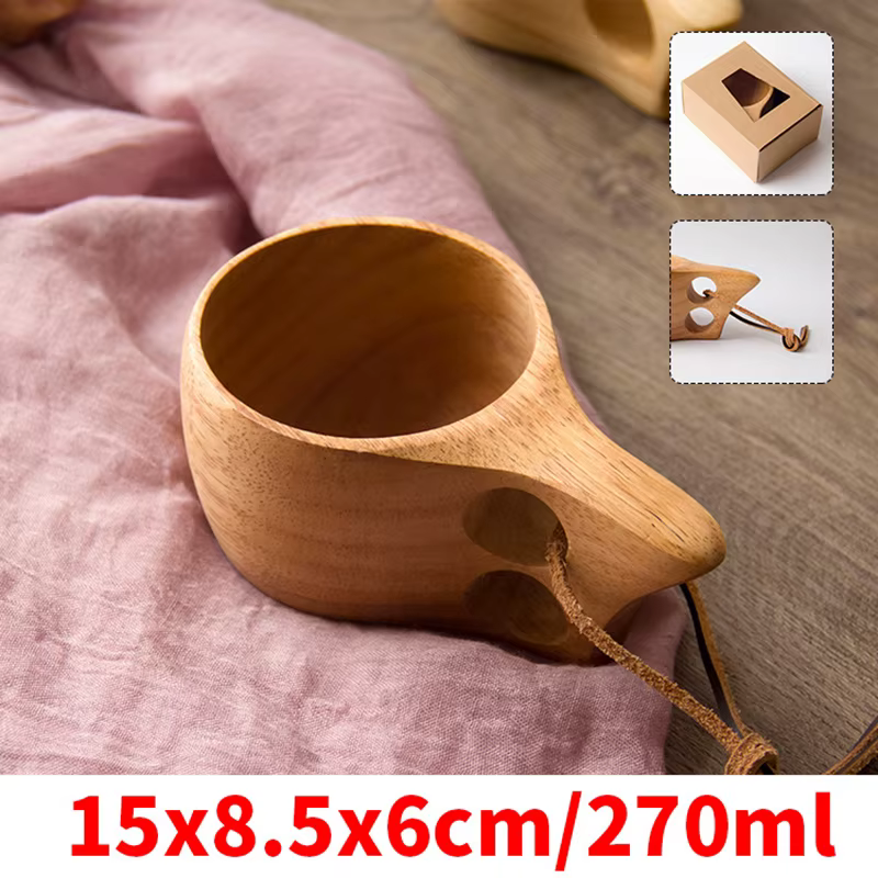 Tasse à café nordique en bois faite à la main
