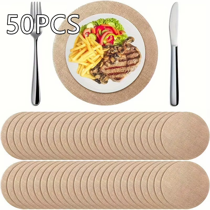 6/50 pièces de sets de table ronds en jute