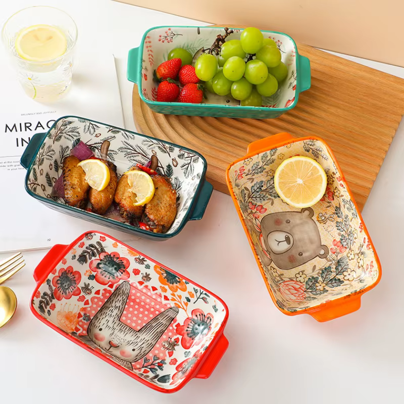 Assiette de cuisson en céramique à Double oreille