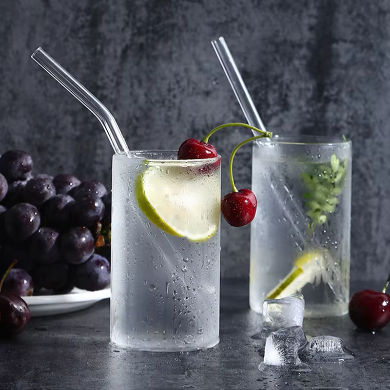 Pailles réutilisables en verre transparent