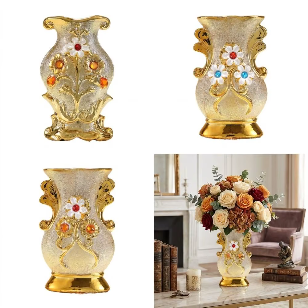 Vase en céramique doré givré