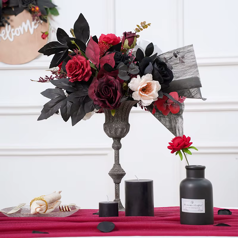 Vase à fleurs série bordeaux noir