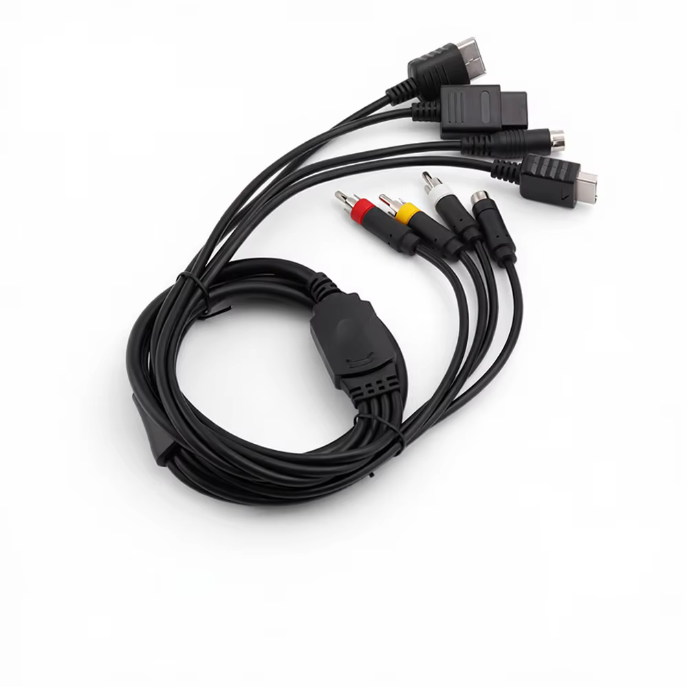 Câble AV S-Video multi 4 en 1 pour console de jeu Sega Saturn SS DC PS1 PS2 SNES SFC N64 NGC