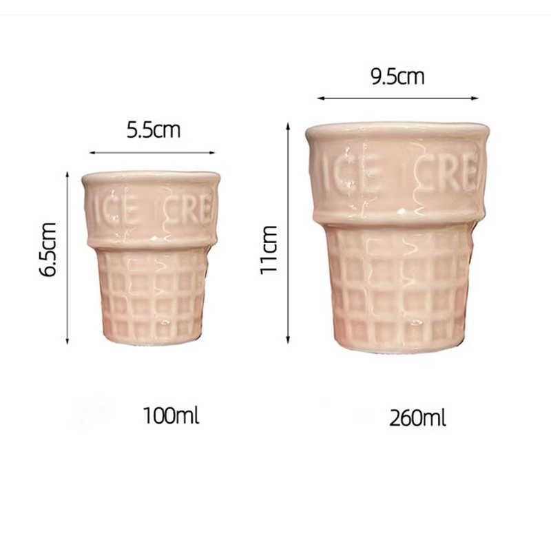 Mug de voyage en céramique en forme de crème glacée 260 ml