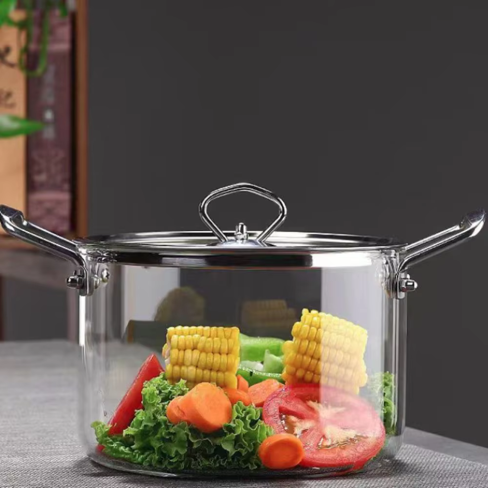 Verrerie moderne haute teneur en verre Borosilicate marmite transparente minimaliste casserole