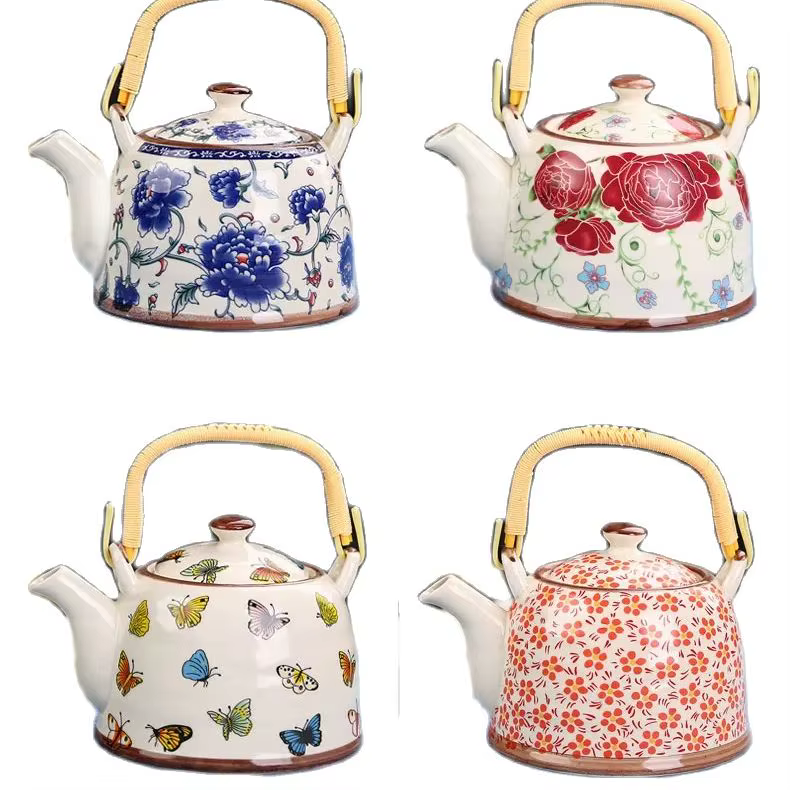 Théière japonaise en céramique peinte à la main