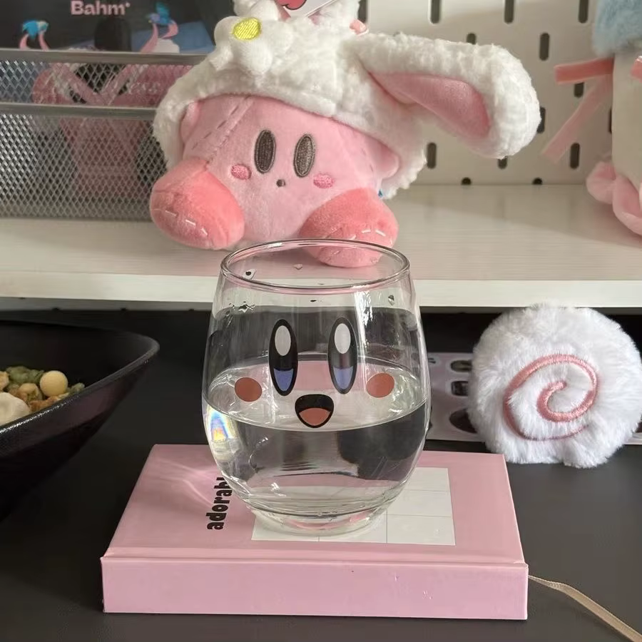 Tasse à eau en verre Kirby, motif dessin animé mignon, grande capacité, pour jus et lait, nouvelle collection, design créatif exquis, ensemble familial