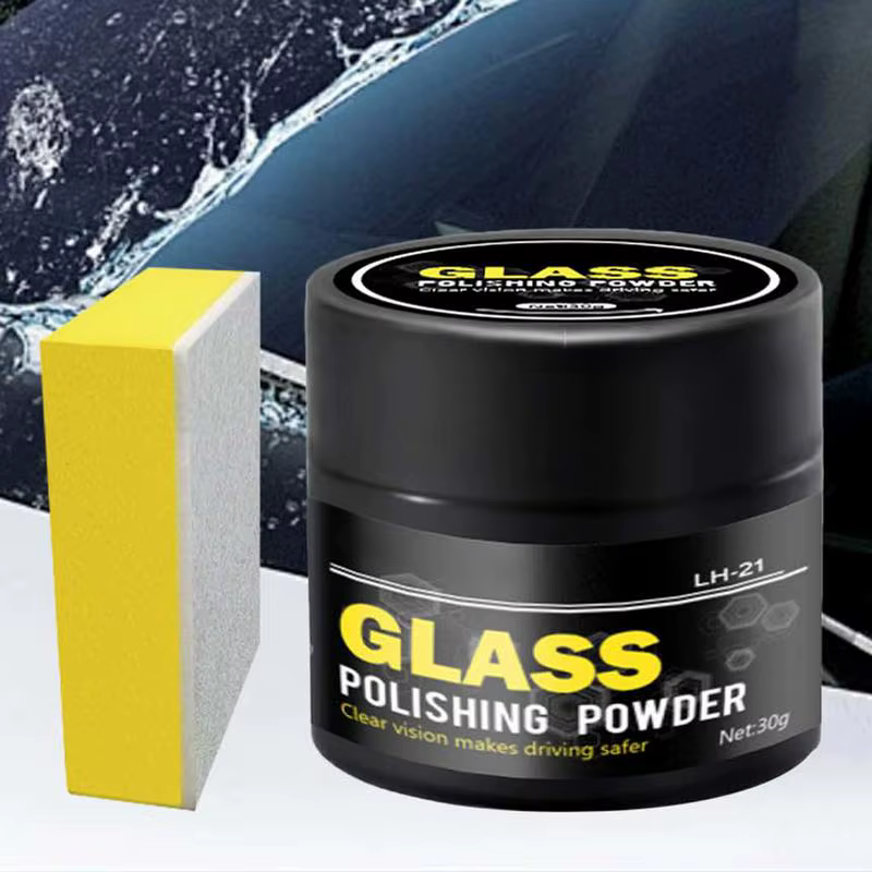 Kit de polissage du verre : Poudre nettoyante, détergent, nettoyant pour vitres, éliminateur de rayures sur verre, composé pour verre, nettoyant pour film gras sur verre