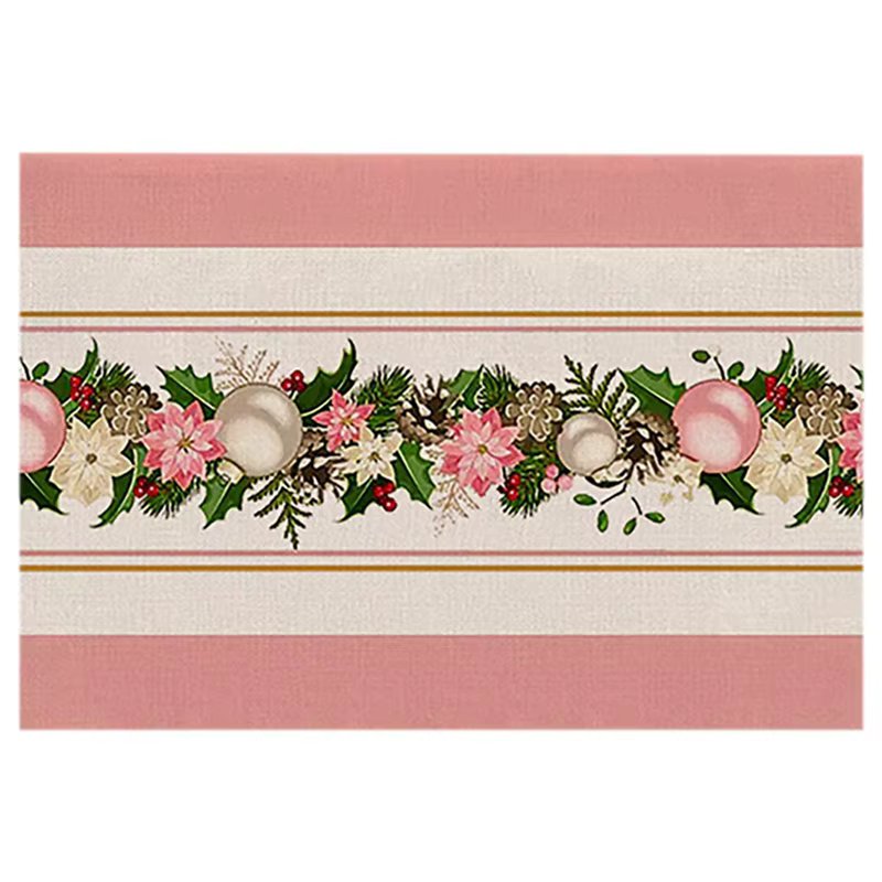 8PCS arbres de noël rose neige napperons