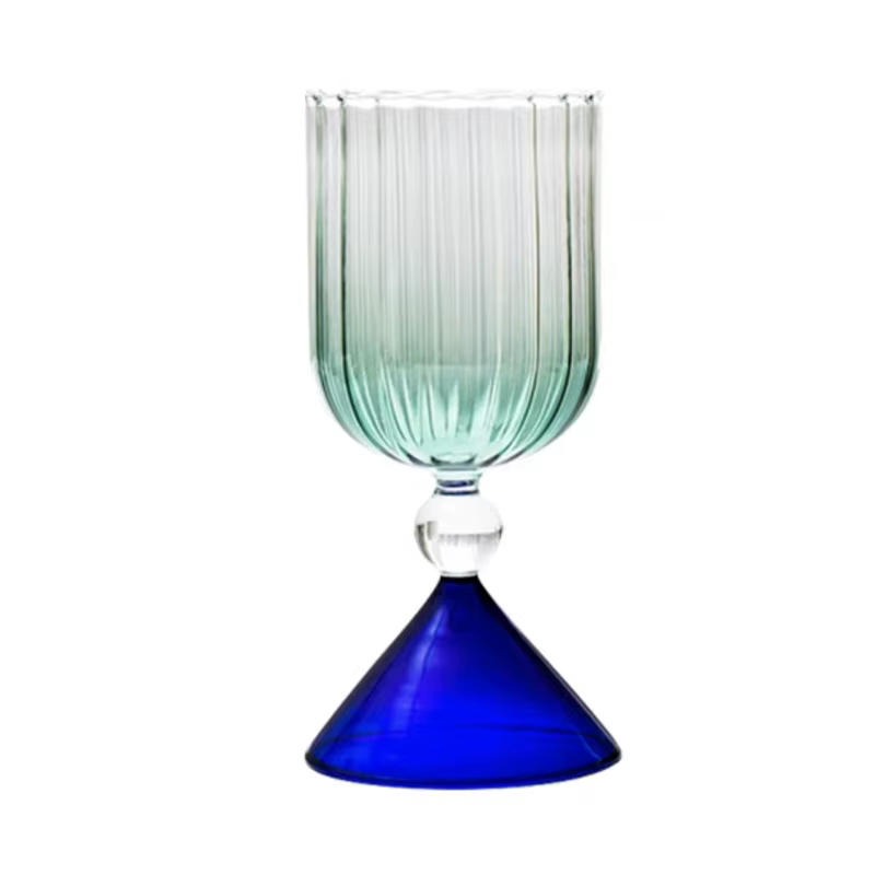 Créatif deux tons vert bleu ambre violet couleur ondulation Style Martini Mojito Champagne Margarita verres à Cocktail gobelet tasse