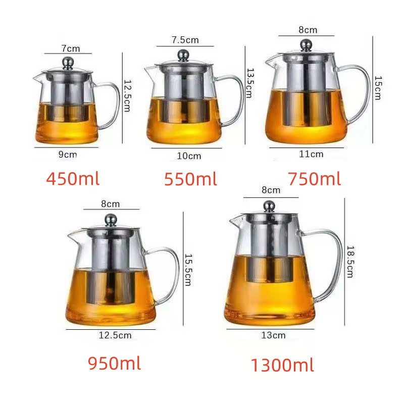 Théière en verre avec infuseur pour pichet à thé