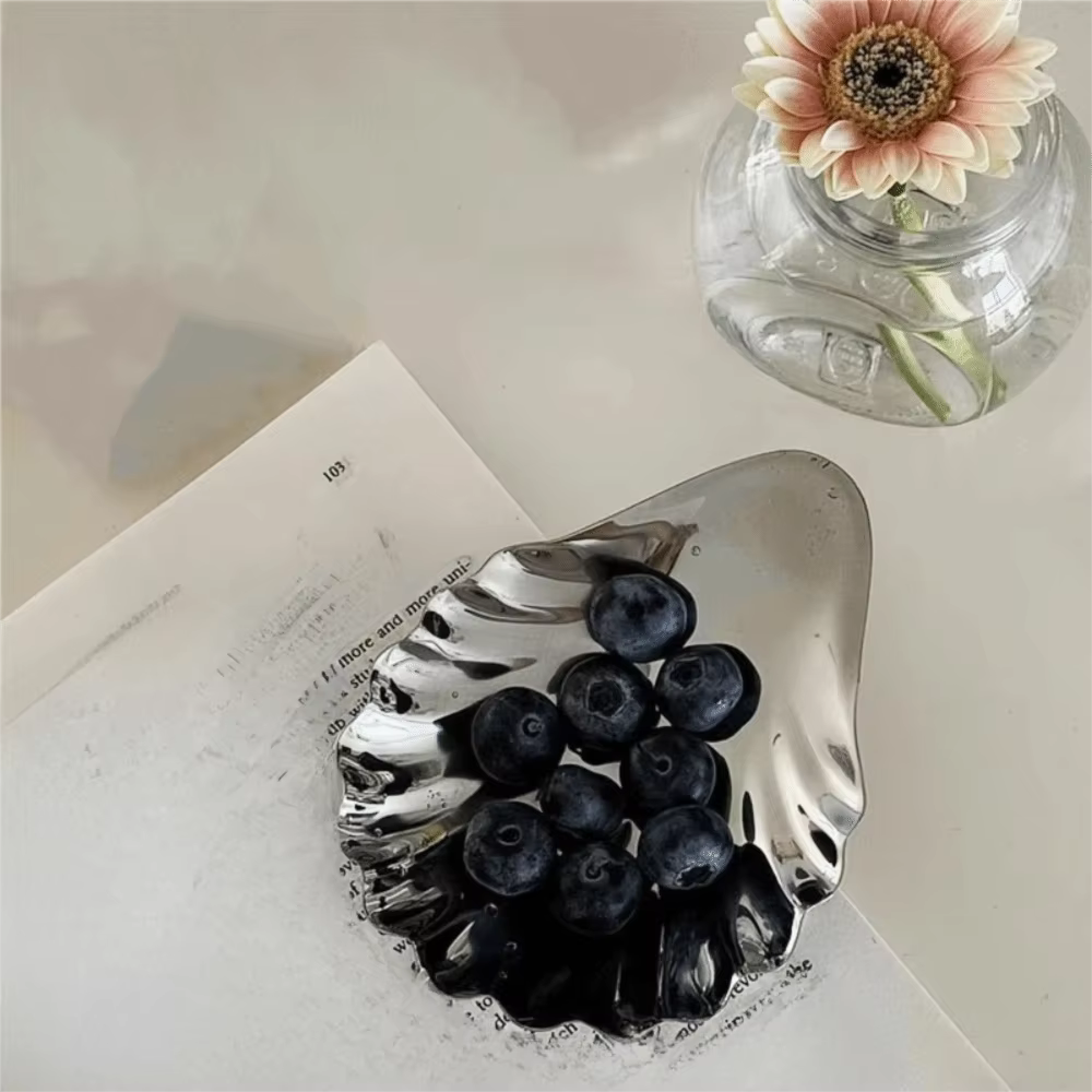 Plat à dessert en forme de coquille en acier inoxydable 304