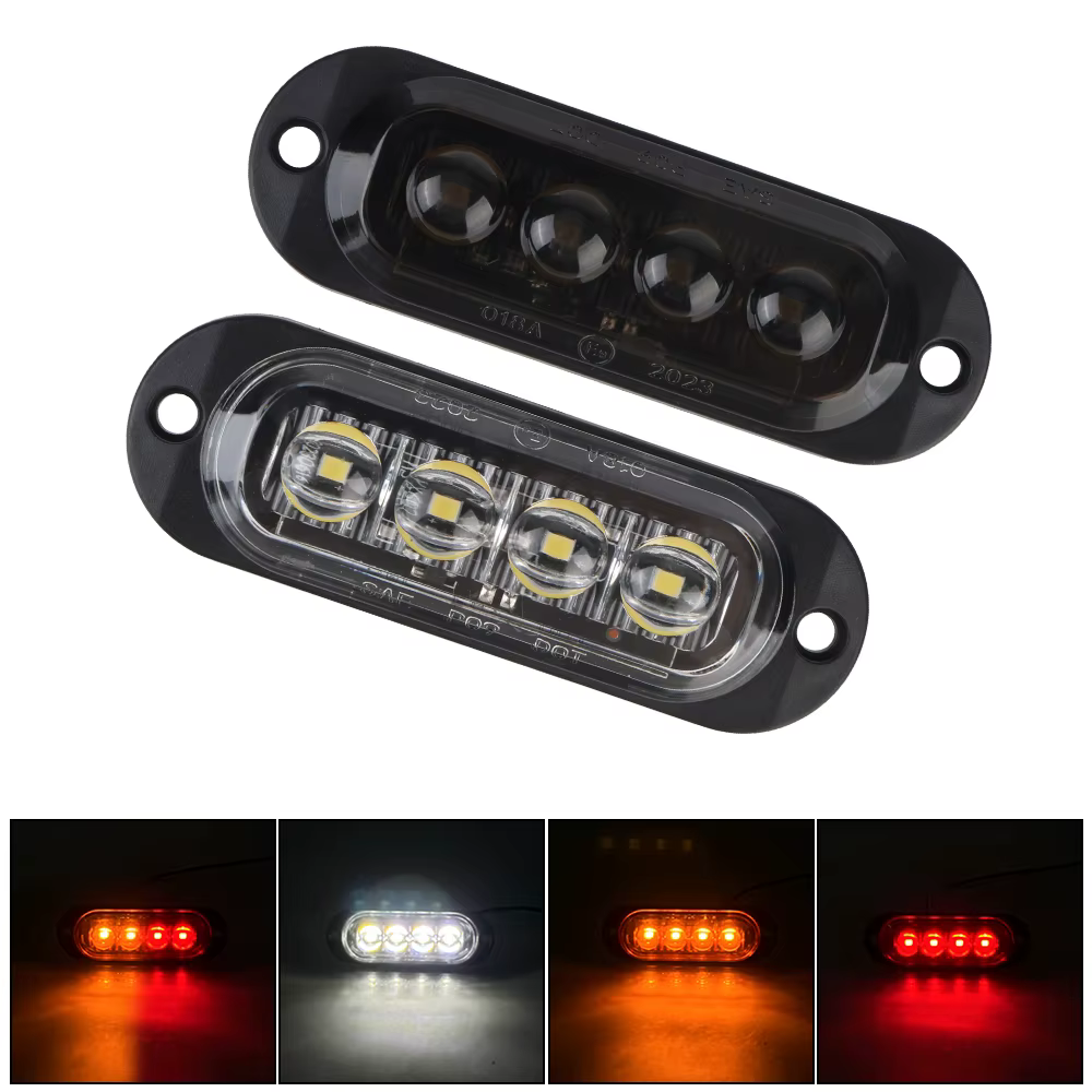 Balise de remorque de camion de voiture, feu latéral LED étanche DC 12V 24V 4LED, voyant d'avertissement, feu de position