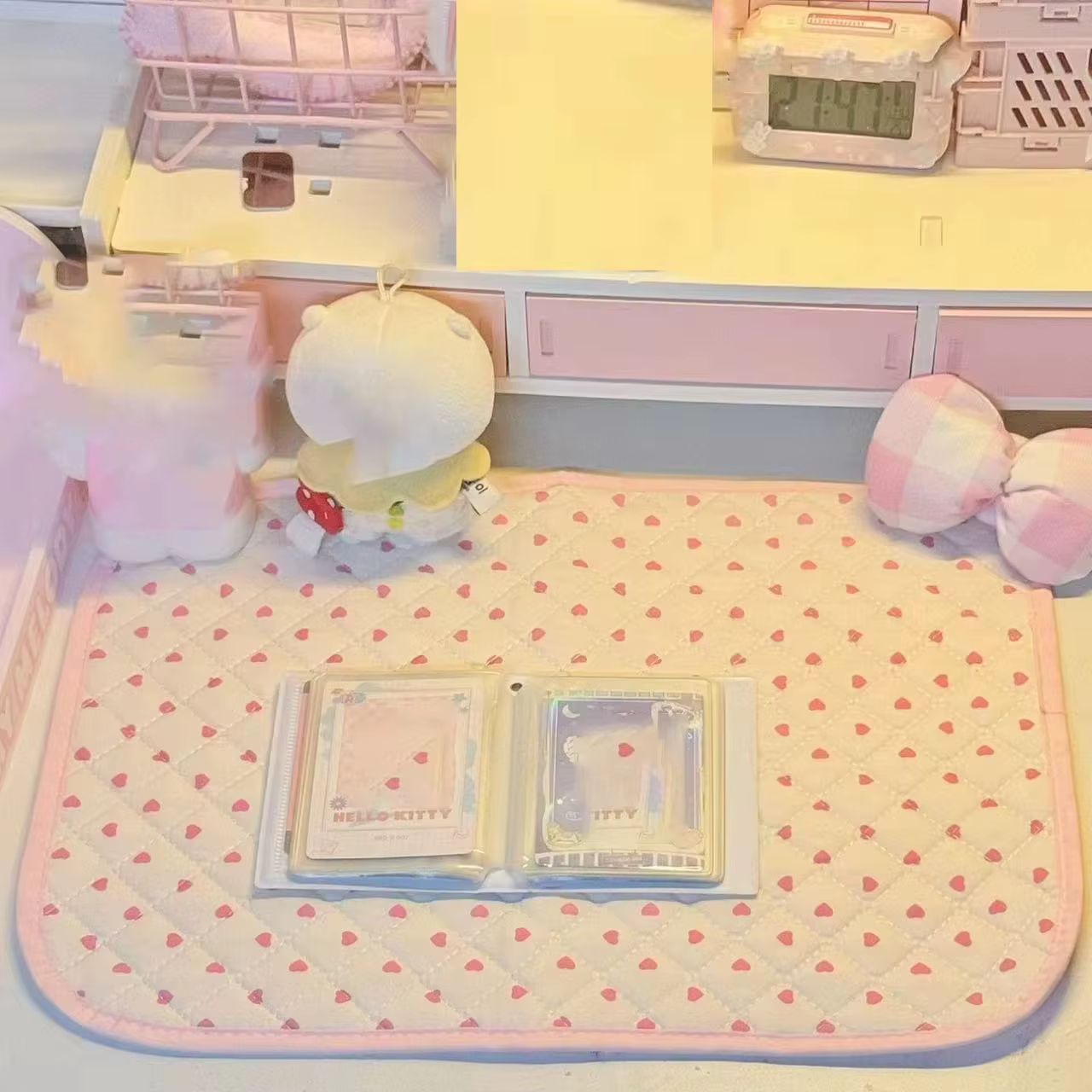 Nouveau Set de Table Matelassé Rose Mignon Japonais Thème Amour