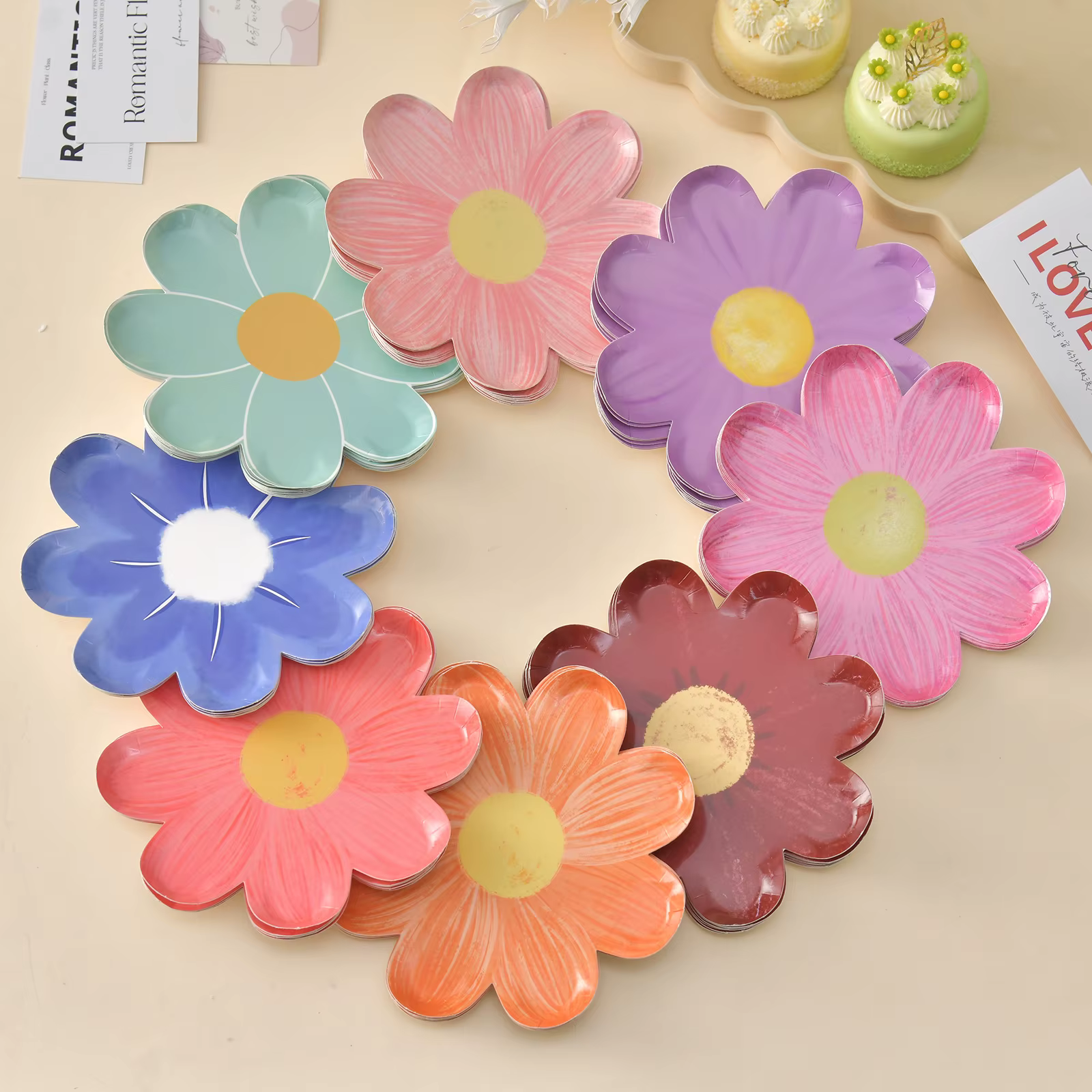 Assiette en papier marguerite jetable