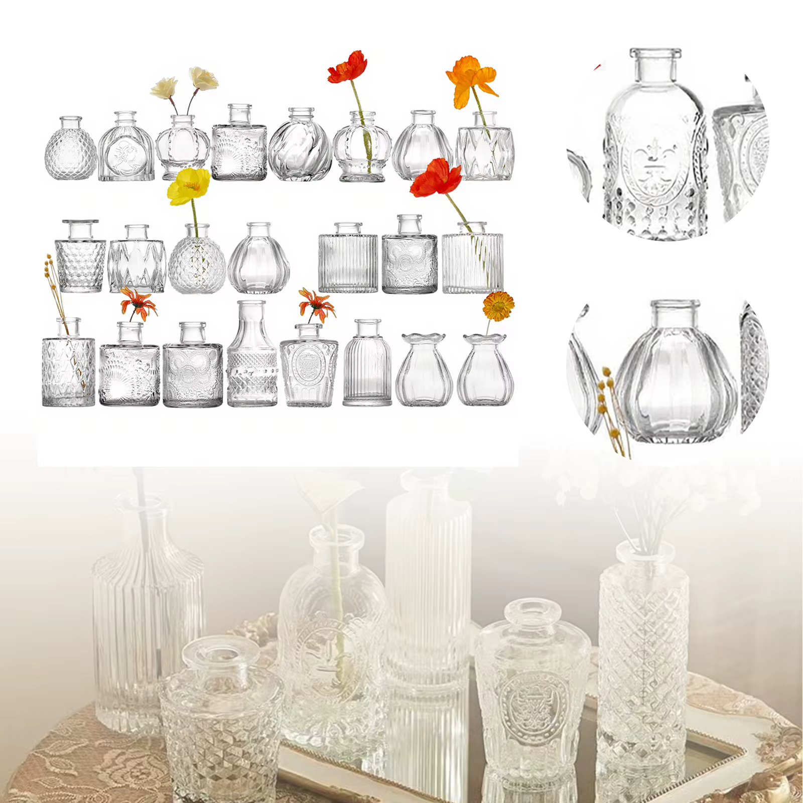 Petit Vase à fleurs décoratif transparent