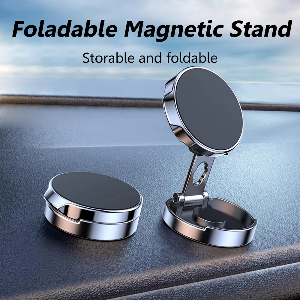 Support magnétique rond pliant pour voiture, Support de téléphone portable rotatif à 360 degrés, Support magnétique puissant pour iPhone Samsung