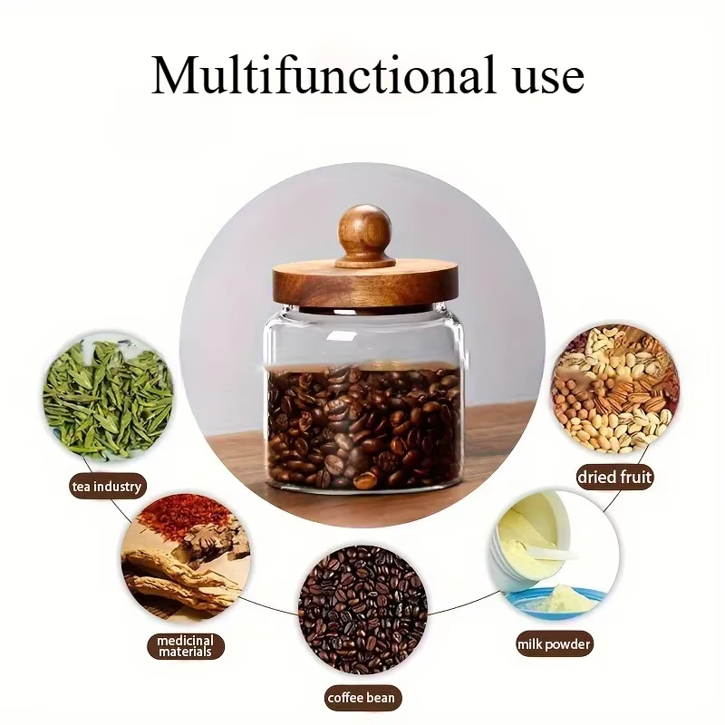 Bocal hermétique en verre pour grains de café