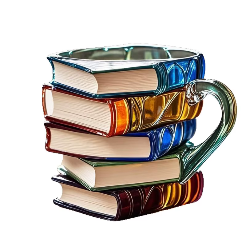 Mug en verre en forme de livre 200 ml – Tasse à café ou thé unique pour les amoureux des livres – Cadeau original sur le thème de la lecture – Vaisselle à double paroi et décoration de bureau