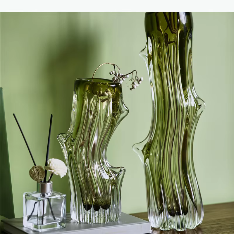 Vase en verre transparent en forme de tronc d'arbre, décoration de bureau, arrangement floral, pots de fleurs hydroponiques, vases floraux, décoration esthétique de la pièce