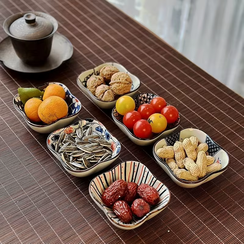 Plateau à thé japonais en bois de Sapele