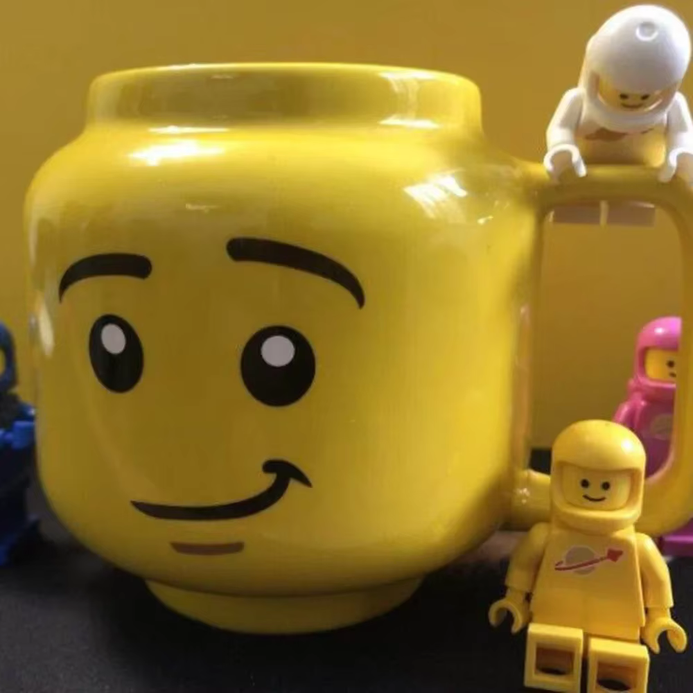 Tasse à café en céramique avec visage souriant, tasse à expression avec poignée, tasses en porcelaine à tête de dessin animé pour enfants, cadeaux de tasses en céramique pour la famille