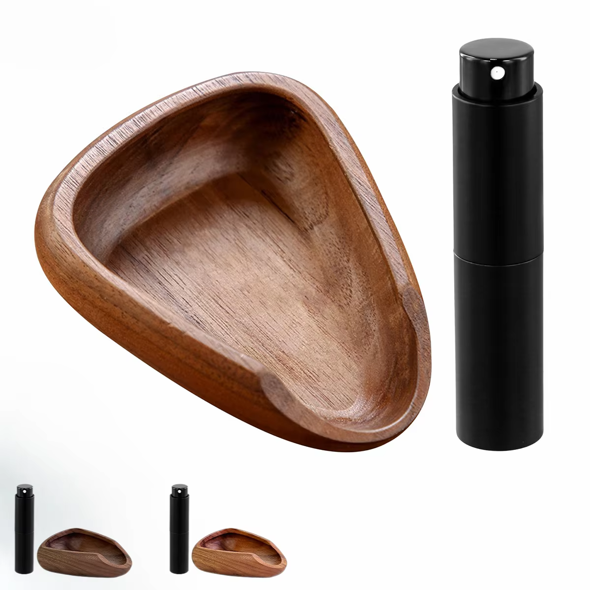 Plateau à grains de café en bois avec pulvérisateur noir élégant