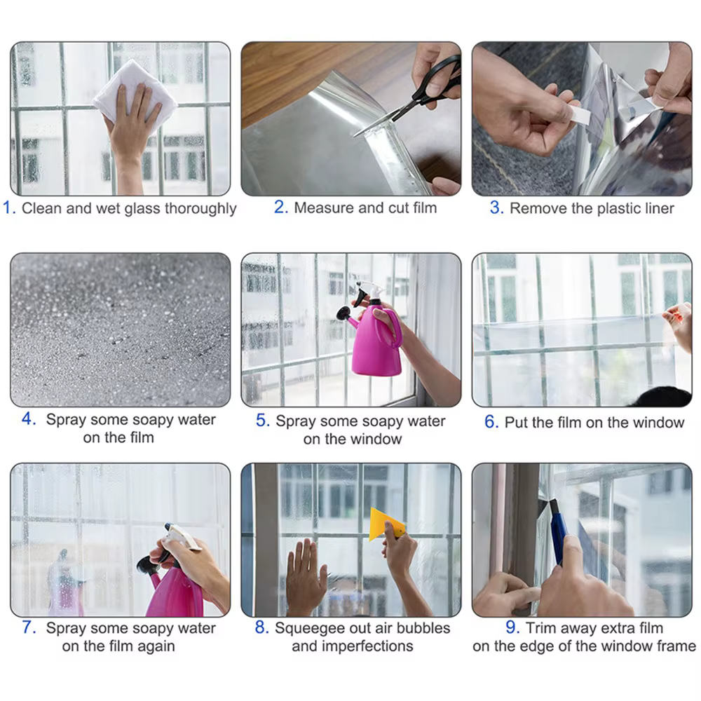 7 pièces Bundle 20 cm x 30 CM Film de fenêtre Transparent couleur teinte solaire auto-adhésif tache verre décor vinyle bricolage