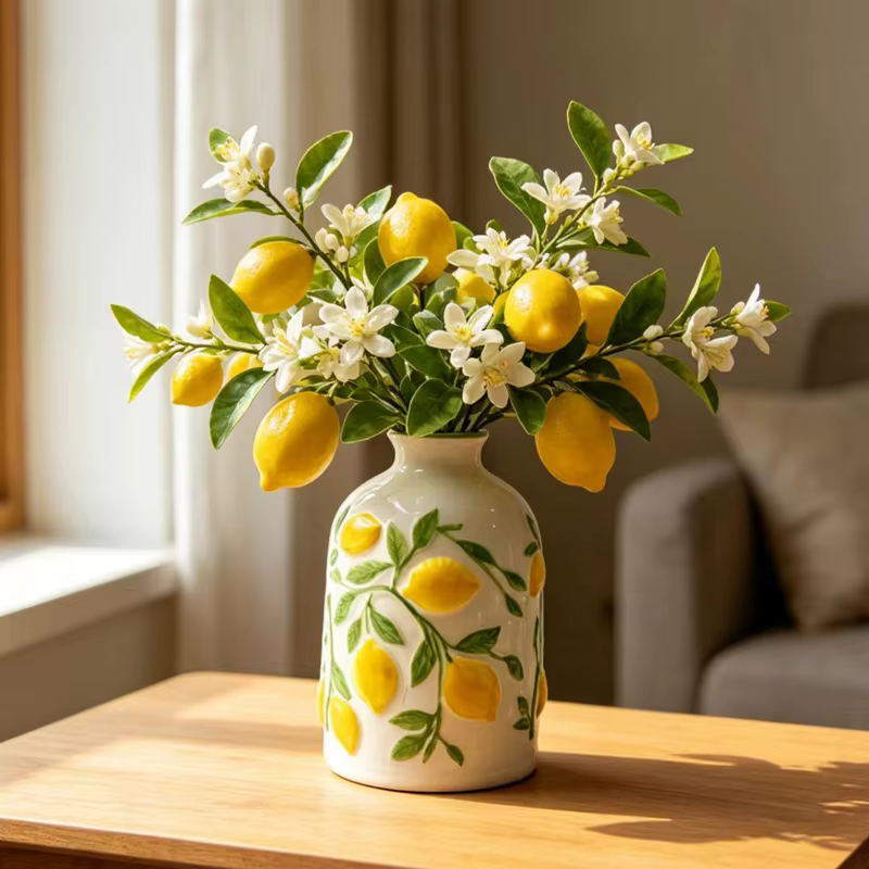 Vase en céramique en forme de fleur de citron