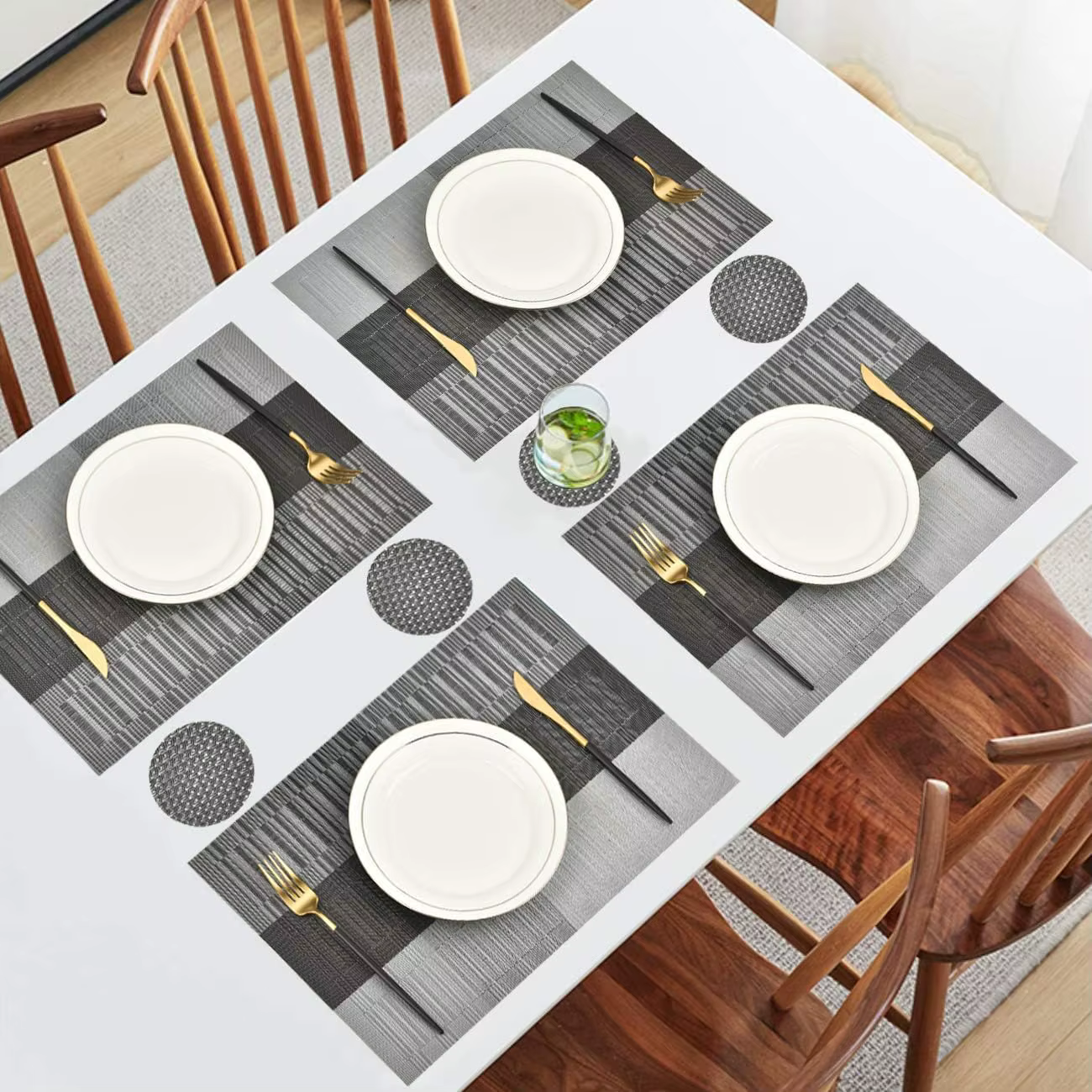 Ensemble de 6 sets de table élégants avec dessous de verre