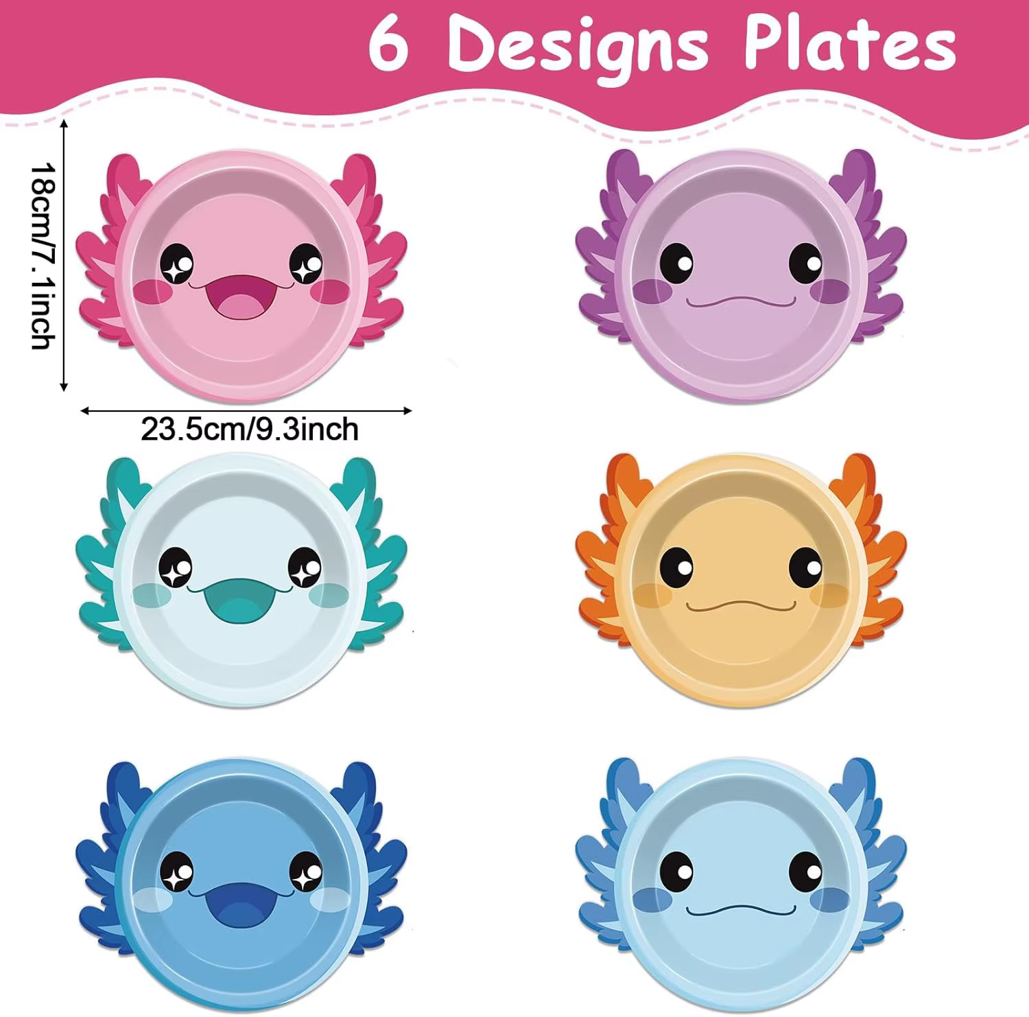 Assiette de fête en forme de Axolotl de 7 pouces