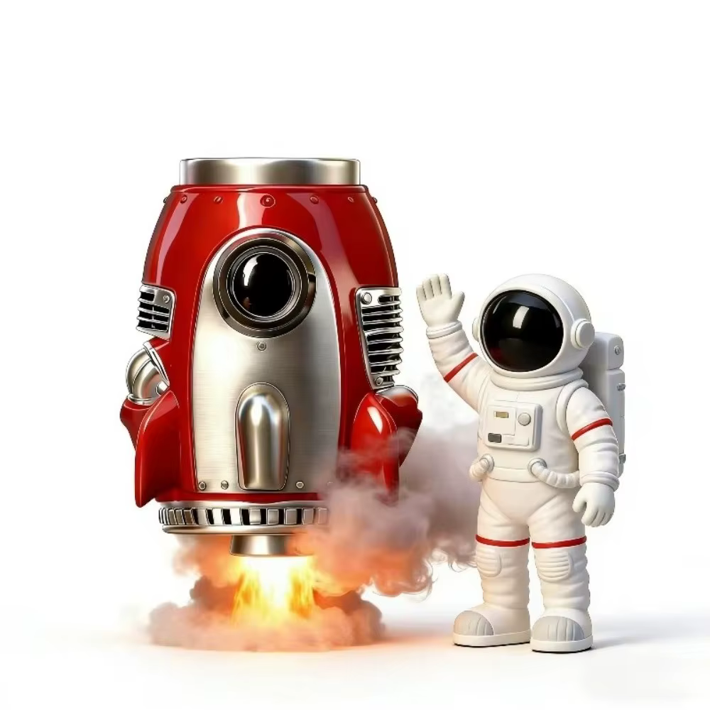 Mug à café design fusée spatiale 3D