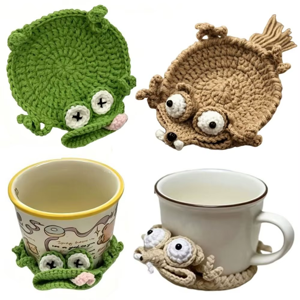 Sous-verres en crochet pressable en forme d'écureuil